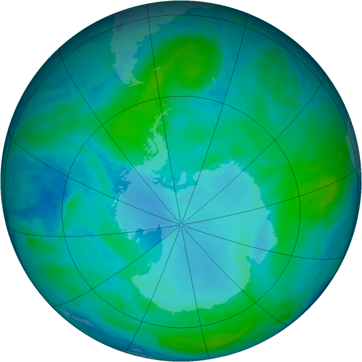 Antarctic ozone map for 03 February 2001